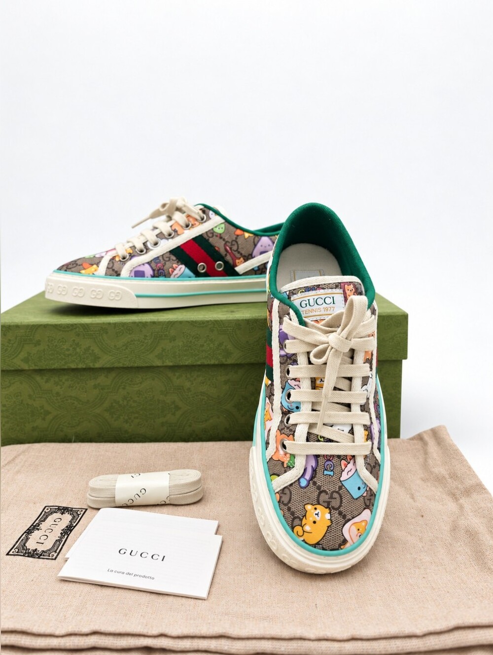 Gucci x Pikarar Tennis 1977 'GG Animal Print' Sneakers Size 37+
